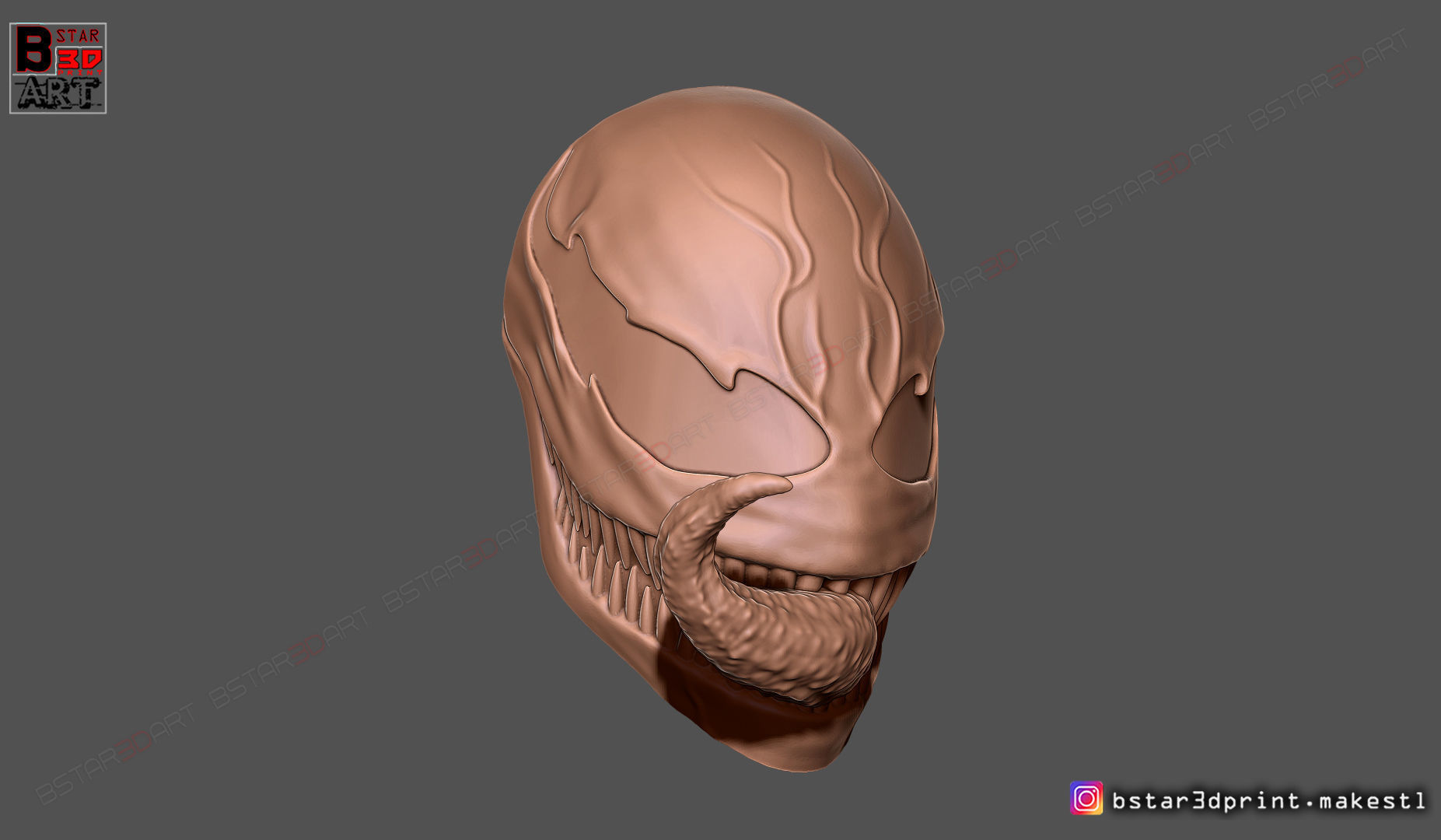 Venom Half Mask - Marvel Cosplay - Halloween Mask 3D print model_19