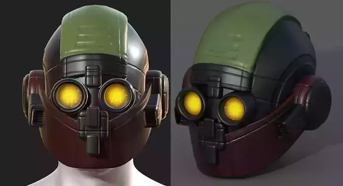 Helmet scifi military combat 3d model low poly 