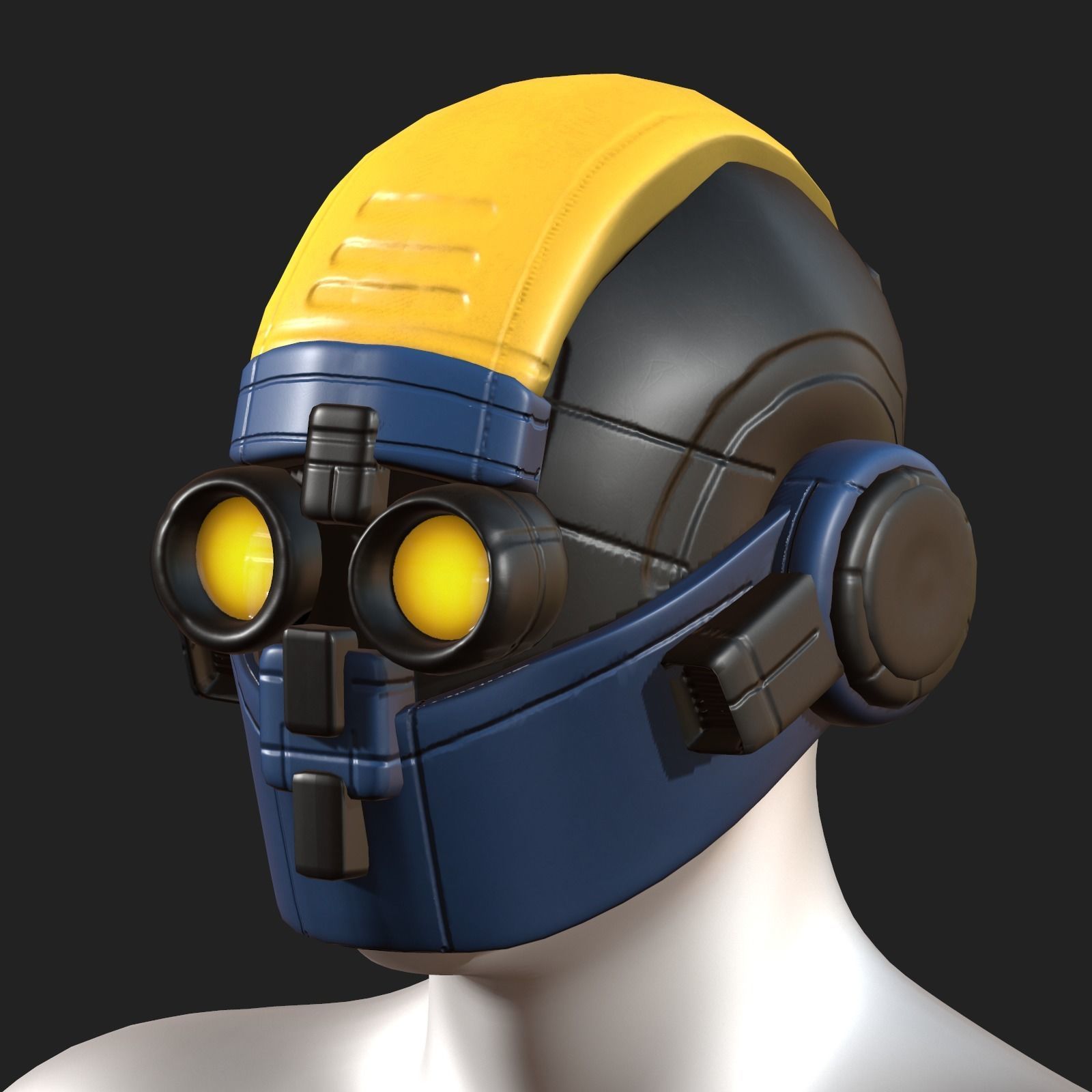 Helmet scifi fantasy futuristic military combat  Low-poly 3D model_8
