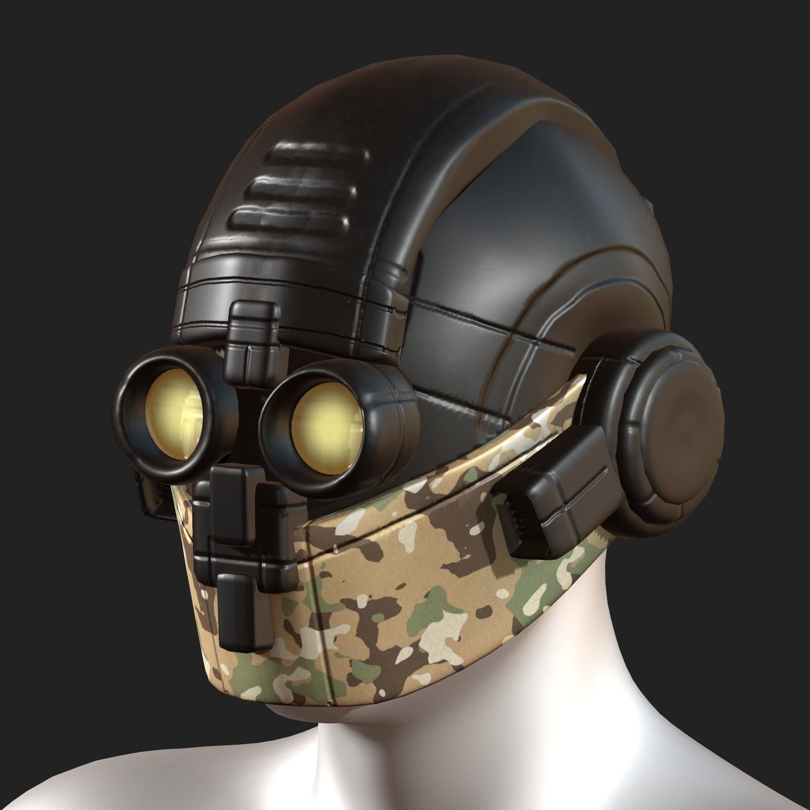 Helmet plastic scifi futuristic 3d model Low-poly 3D model_2