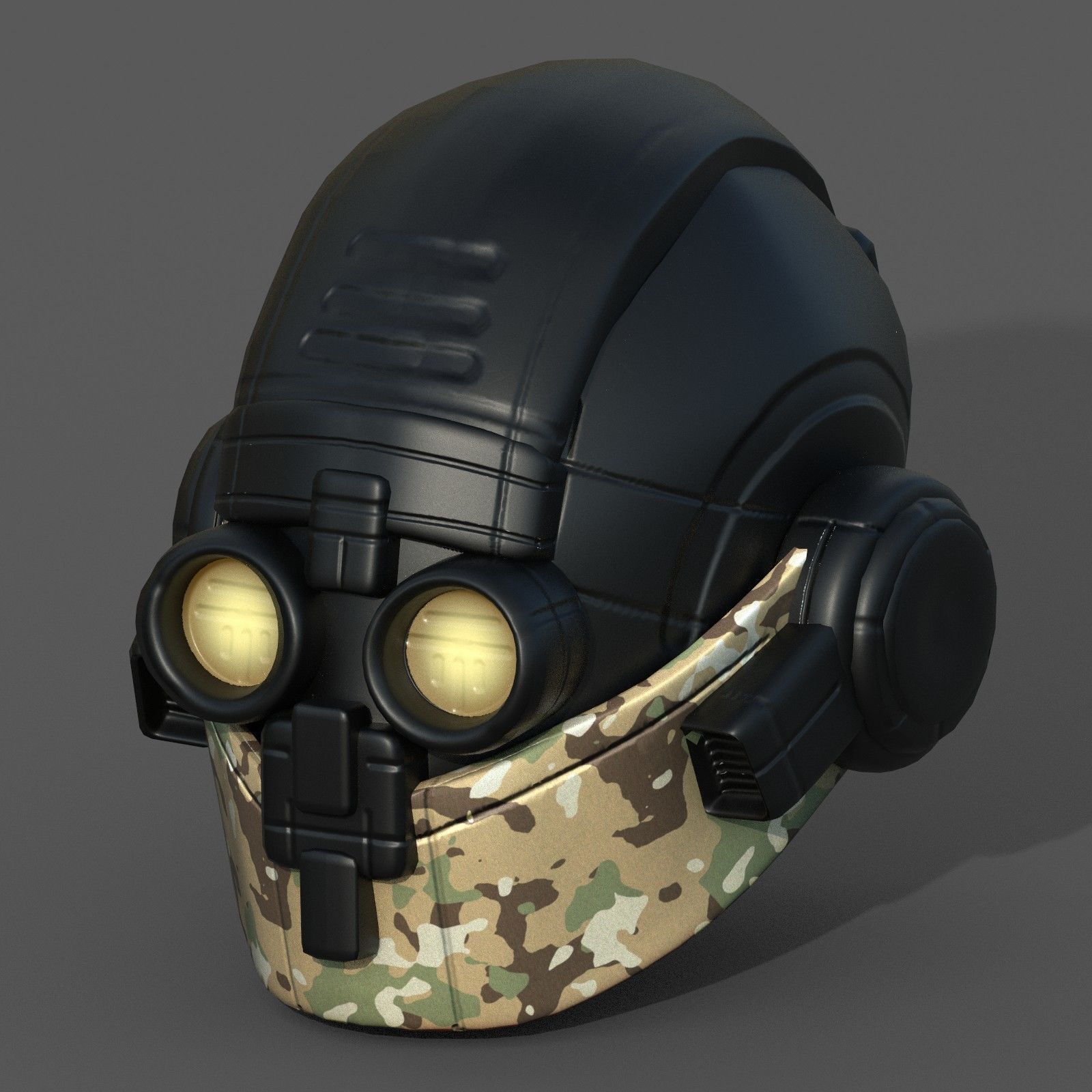 Helmet plastic scifi futuristic 3d model Low-poly 3D model_1