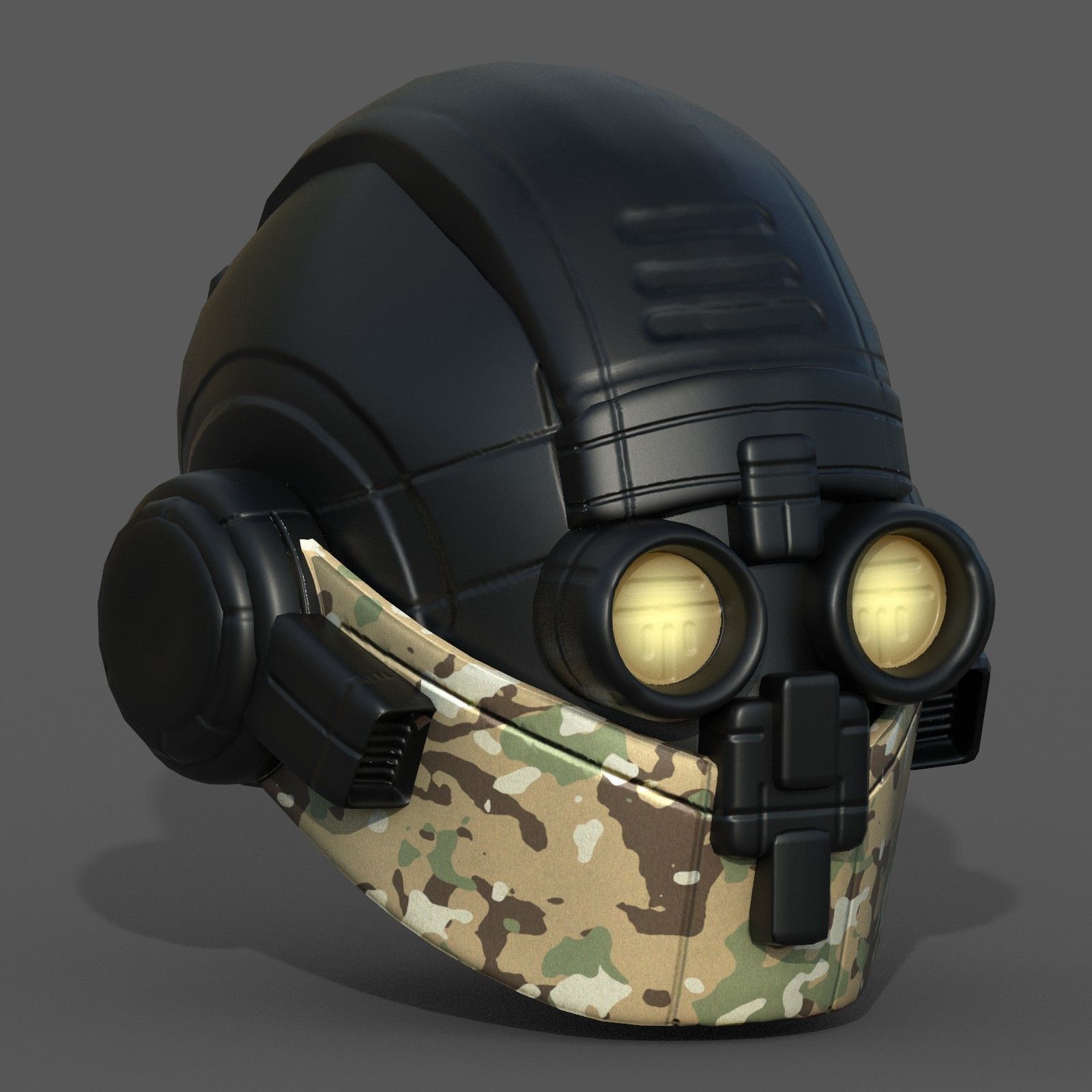 Helmet plastic scifi futuristic 3d model Low-poly 3D model_6