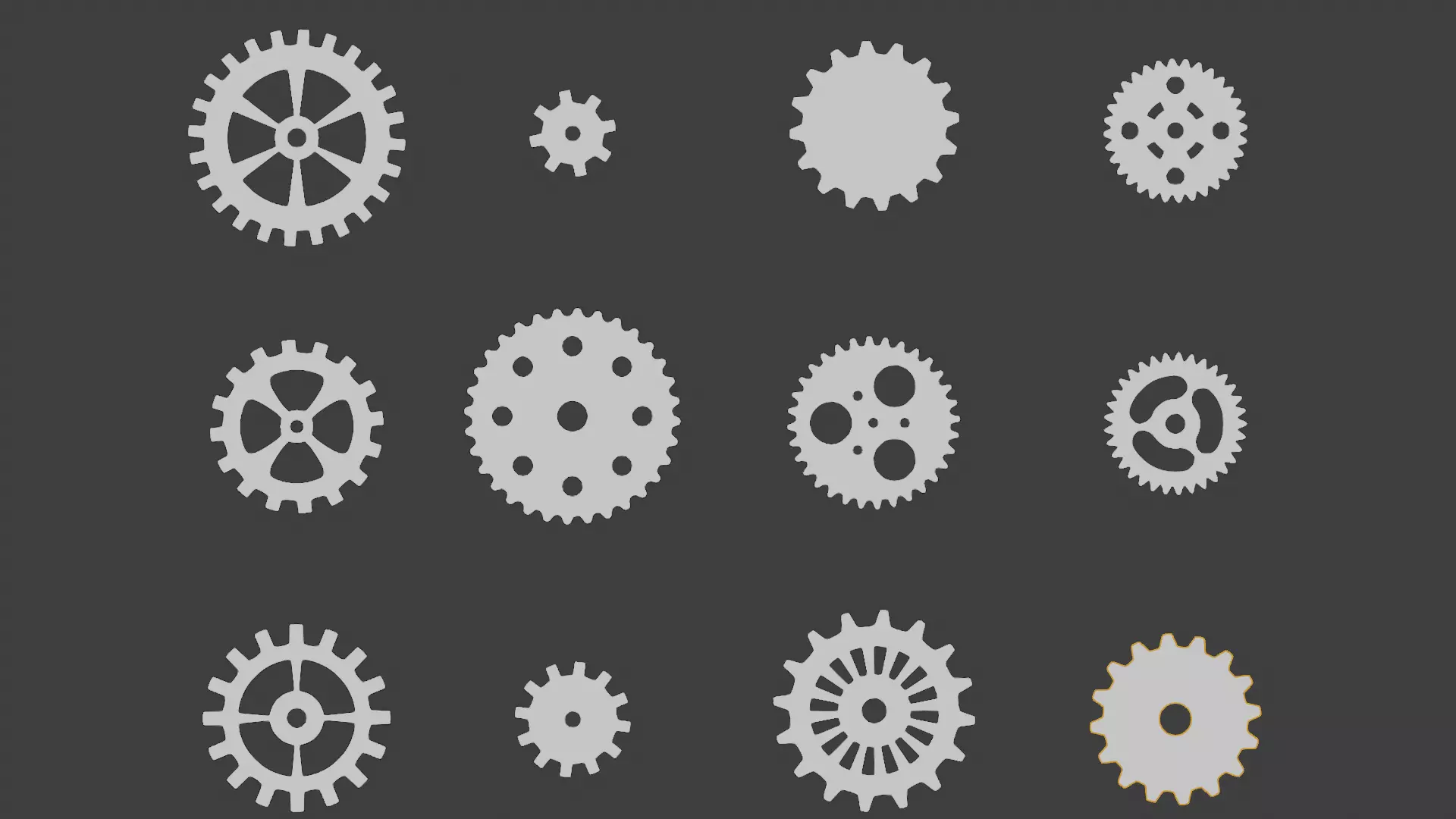 Gears set cogwheel icon Low-poly 3D model_0