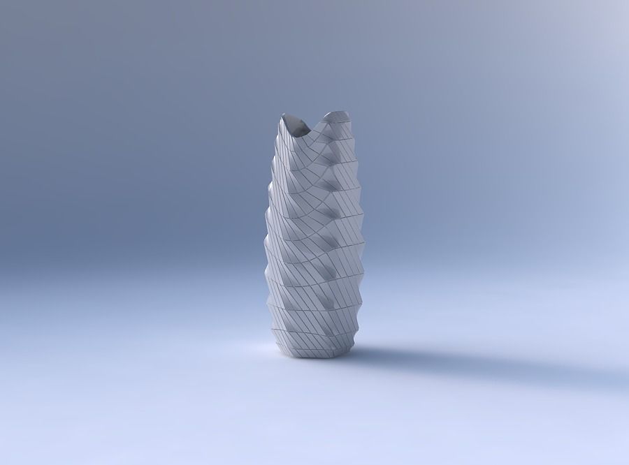 Vase double arc hexagon with twisted grid plates 3D print model_4