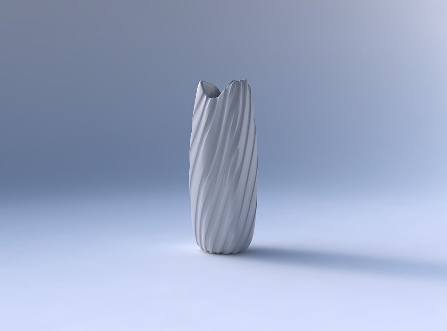 Vase double arc hexagon with twisted smooth ribbons  3D print model_4