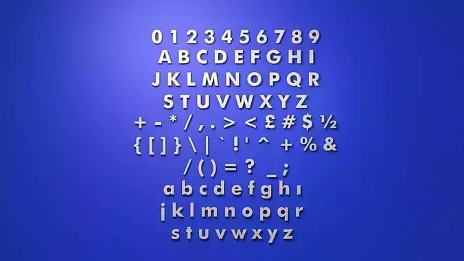 Alphabet Letters Symbols Numbers with Futura Font 3D Print Model
