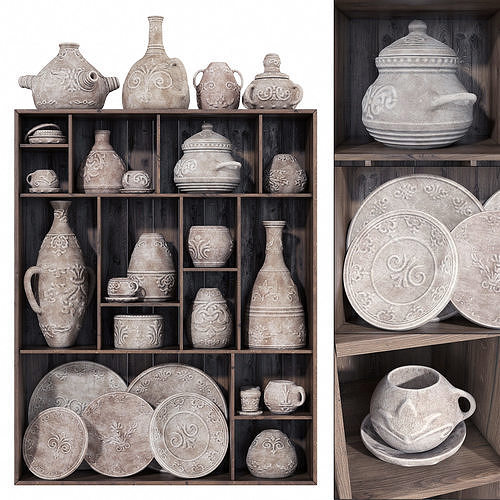 Dishes old history clay pattern n2 3D model
