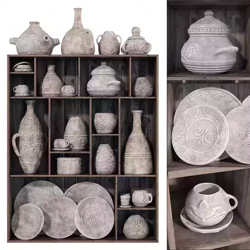 Dishes old history clay pattern n2 3D model