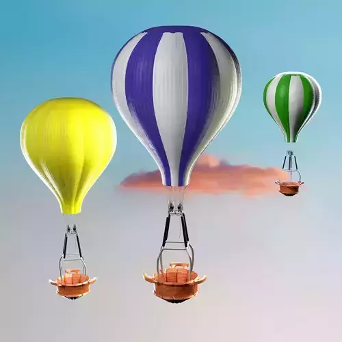 Hot air balloon Low-poly 3D model