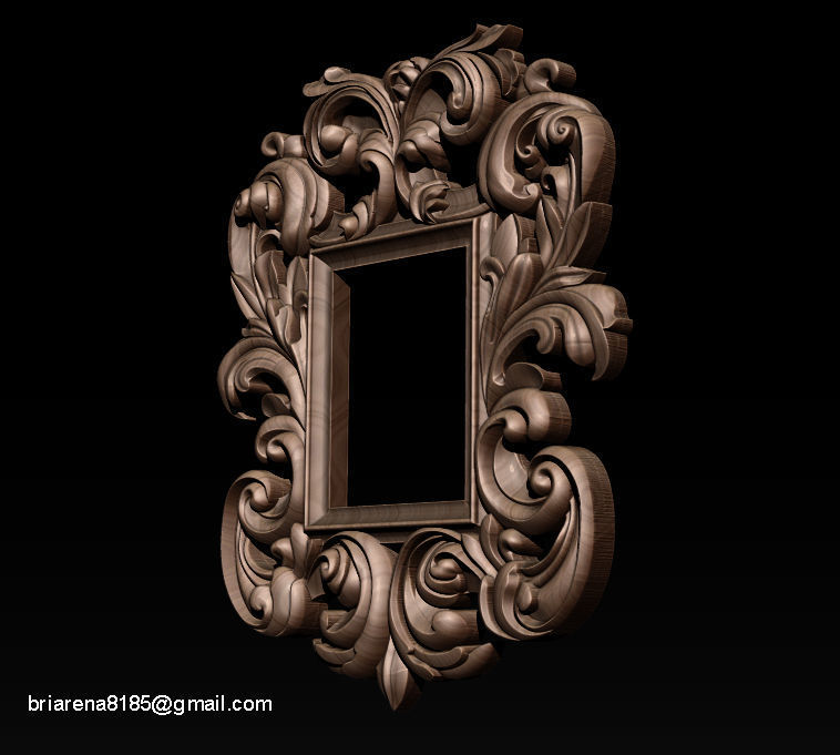 3D Frame - Wood Carving STL Model for CNC Router 3D print model_7