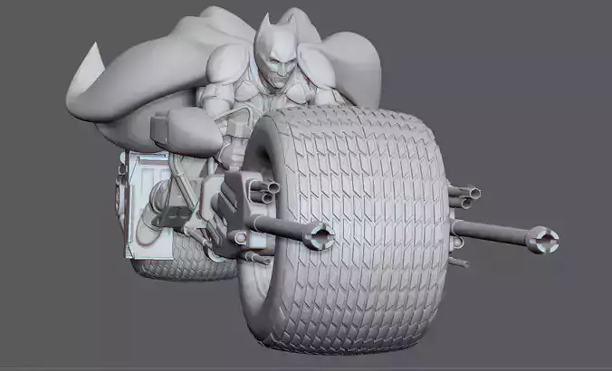 BATMAN ON BATPOD DARK KNIGHT DC MOVIE WITH JOINT 3D print model