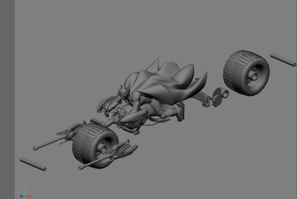 BATMAN ON BATPOD DARK KNIGHT DC MOVIE WITH JOINT 3D print model_2