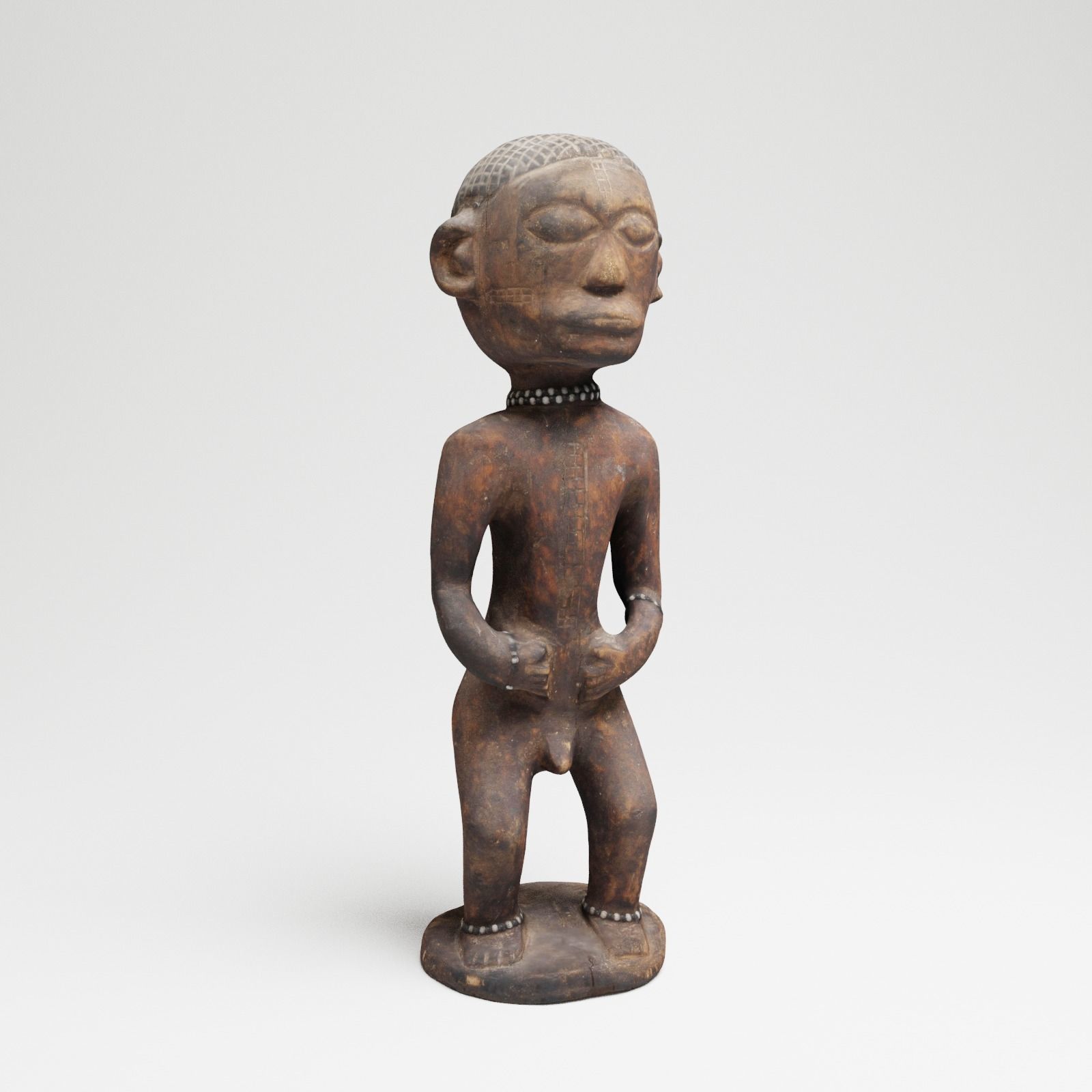 Ancient African Male Wood Sculpture from Uganda 3d scan 3D model CGTrader