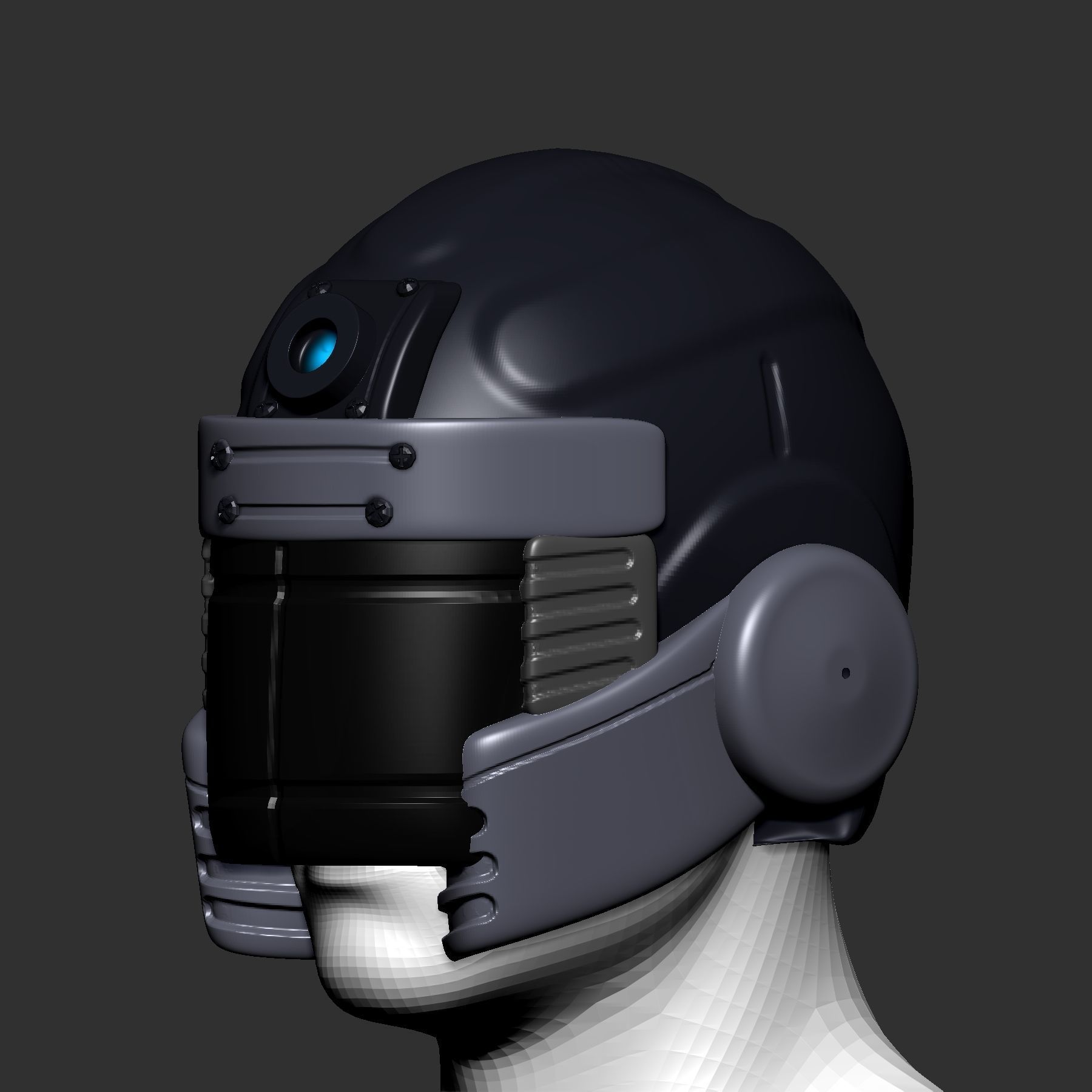 helmet high poly sculpt 3d printable  3D model 3D model_5