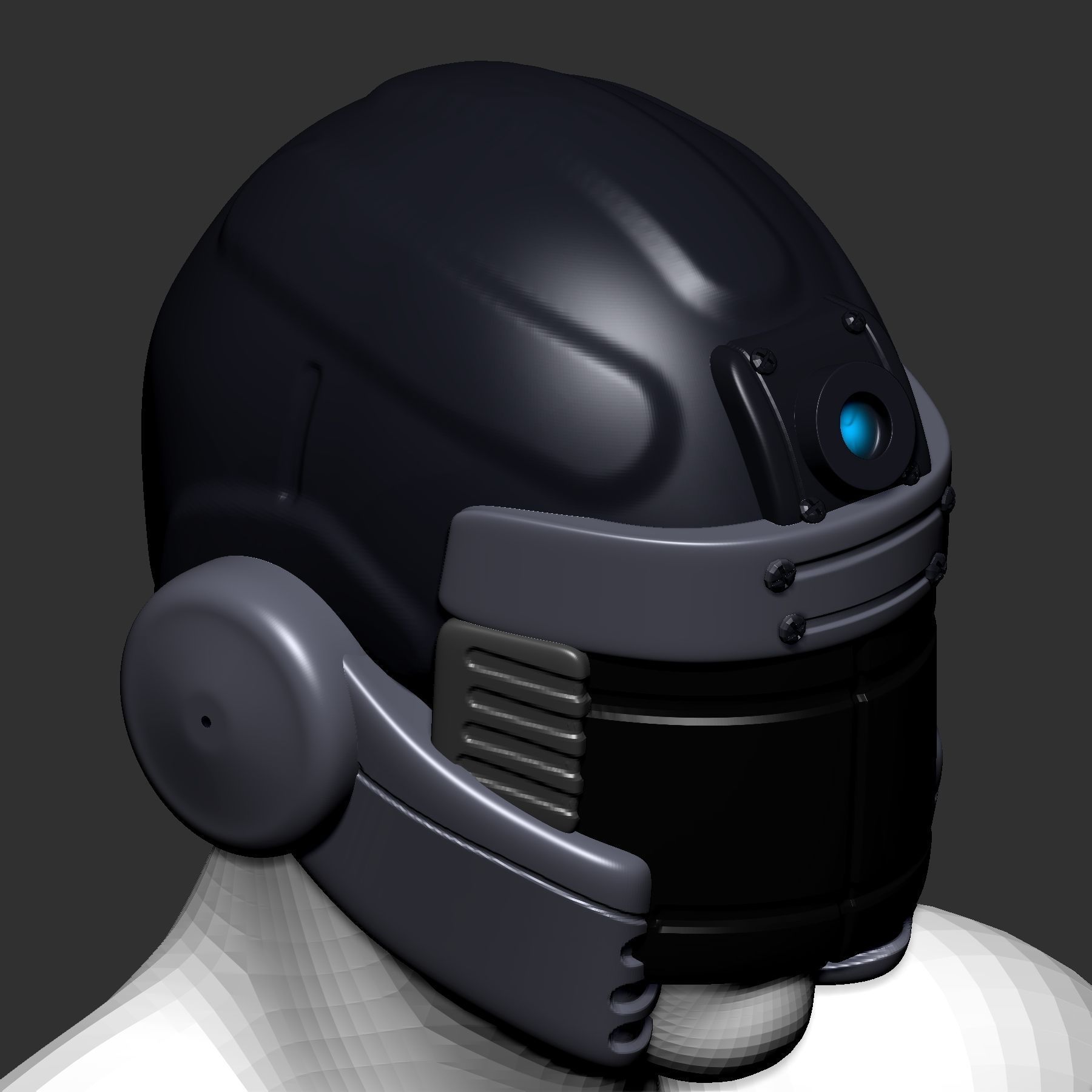 helmet high poly sculpt 3d printable  3D model 3D model_3