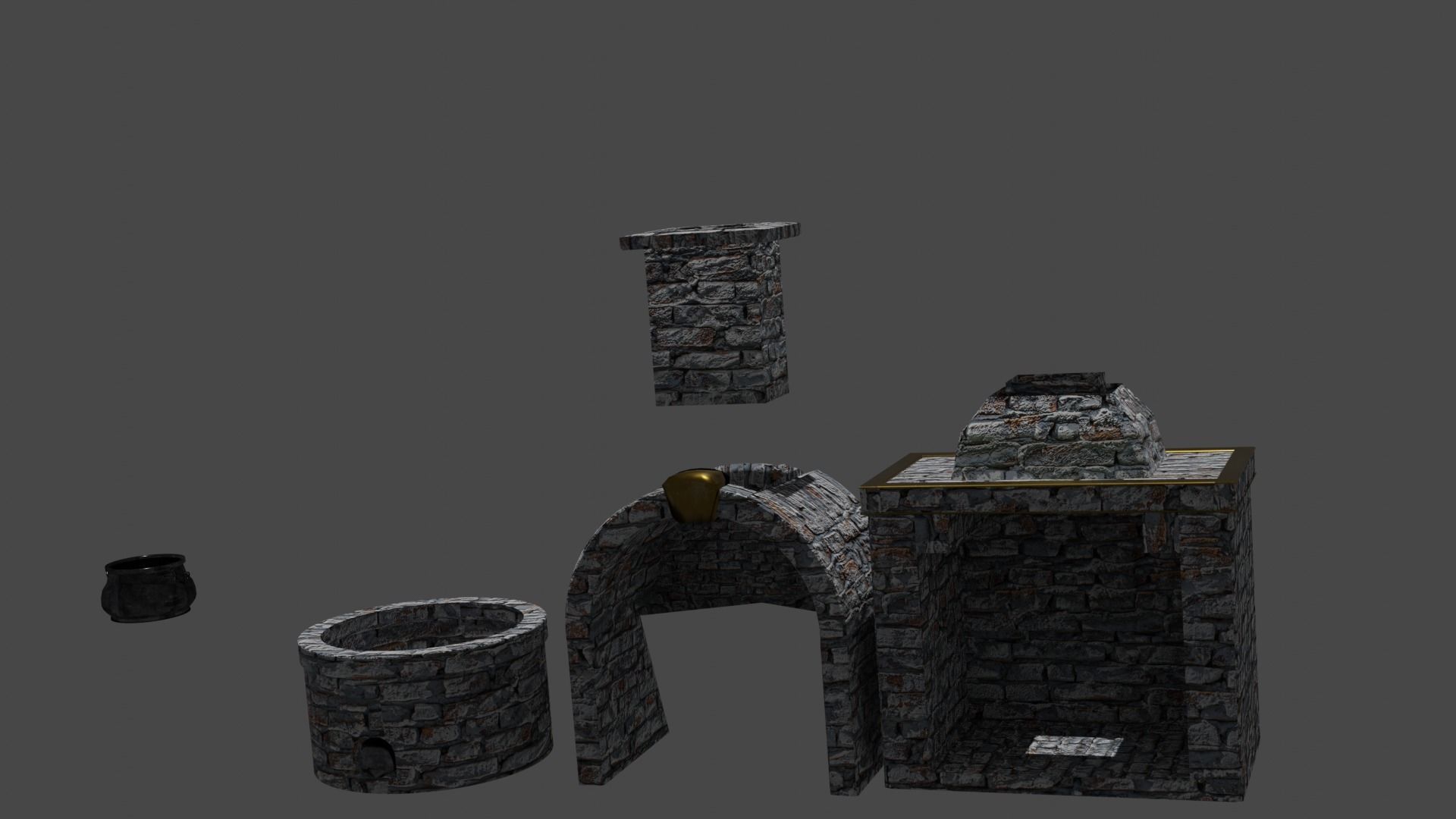 Low Poly Forge Smelter Free low-poly 3D model_2