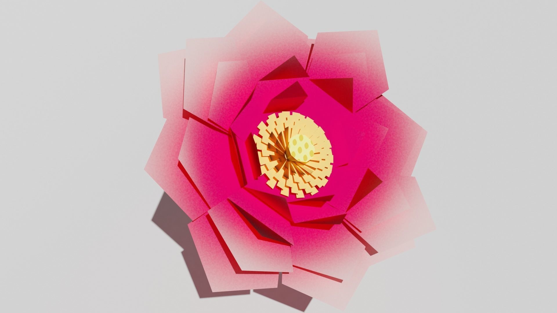 Lotus flower and its leaf in the spirit of origami art Low-poly 3D model_7