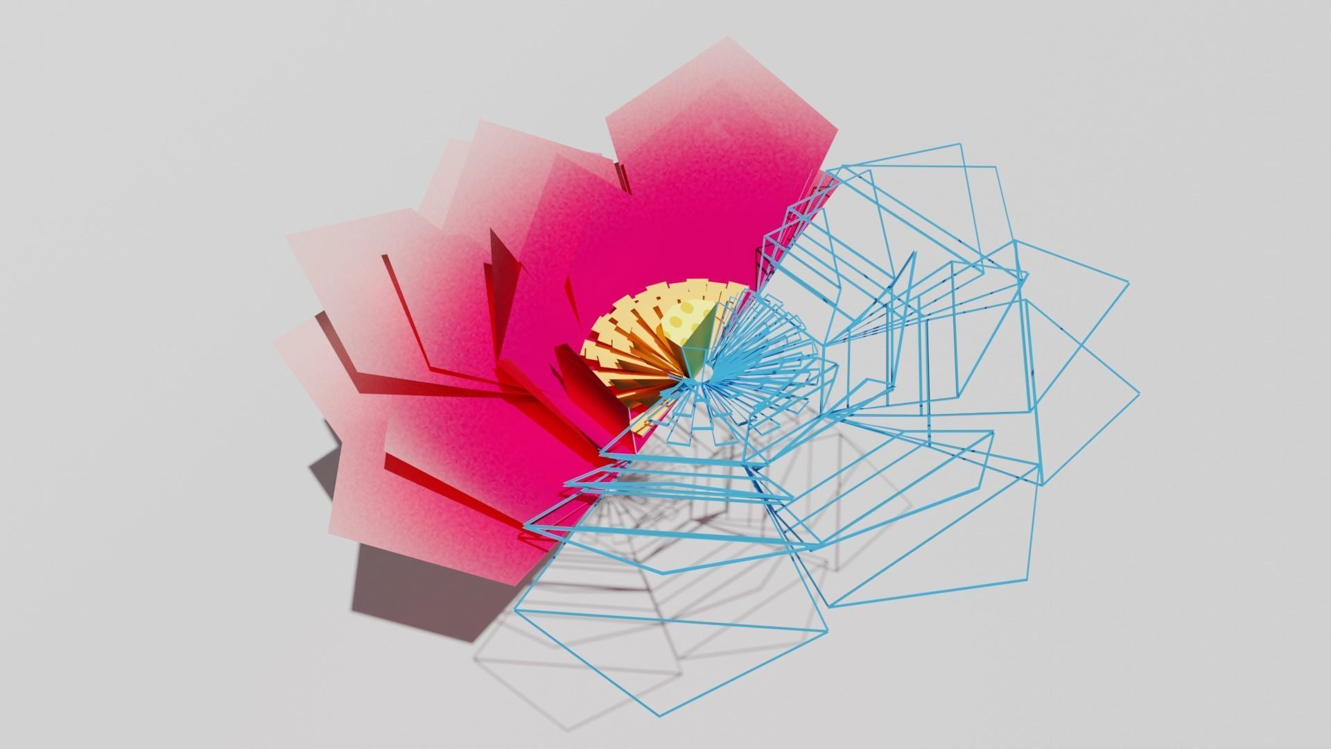 Lotus flower and its leaf in the spirit of origami art Low-poly 3D model_6