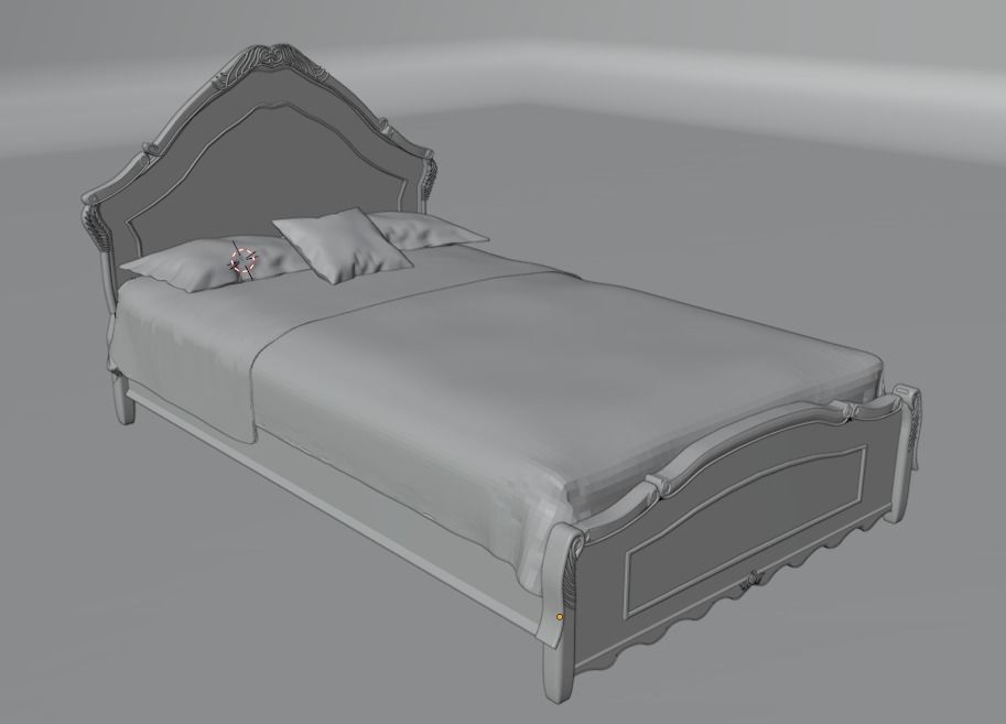 Bed with pillows 3D model_2