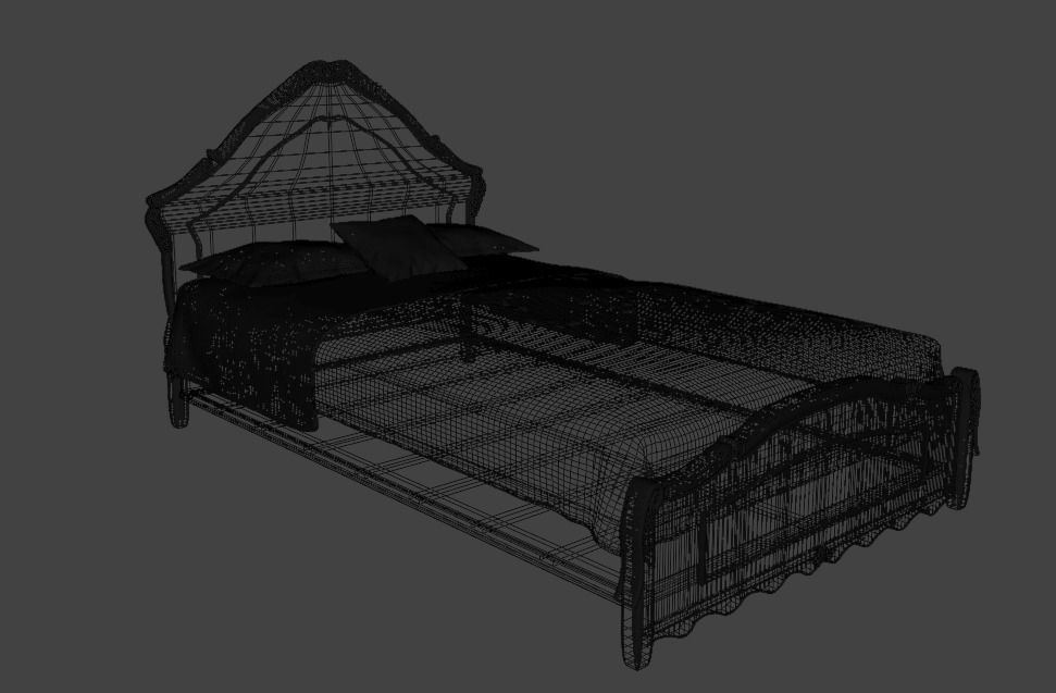 Bed with pillows 3D model_3