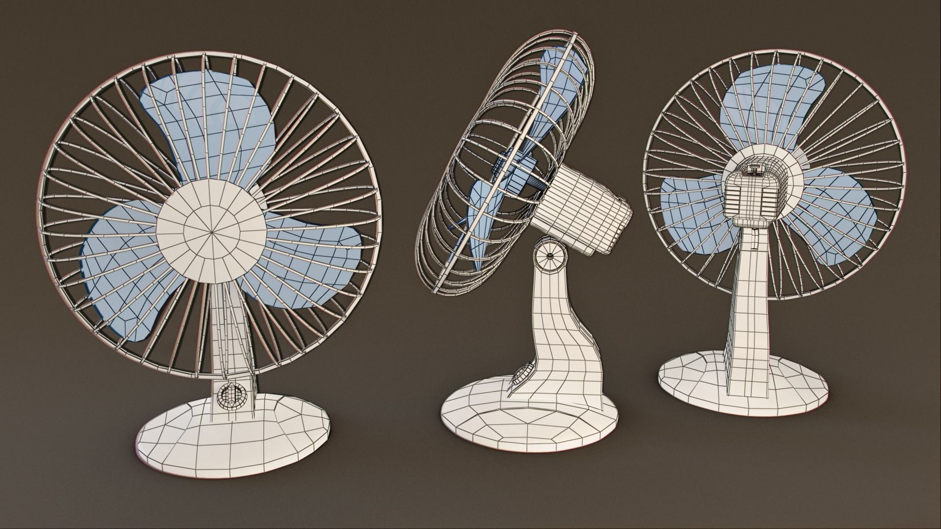 Desk and Wall Fan 3D model_3