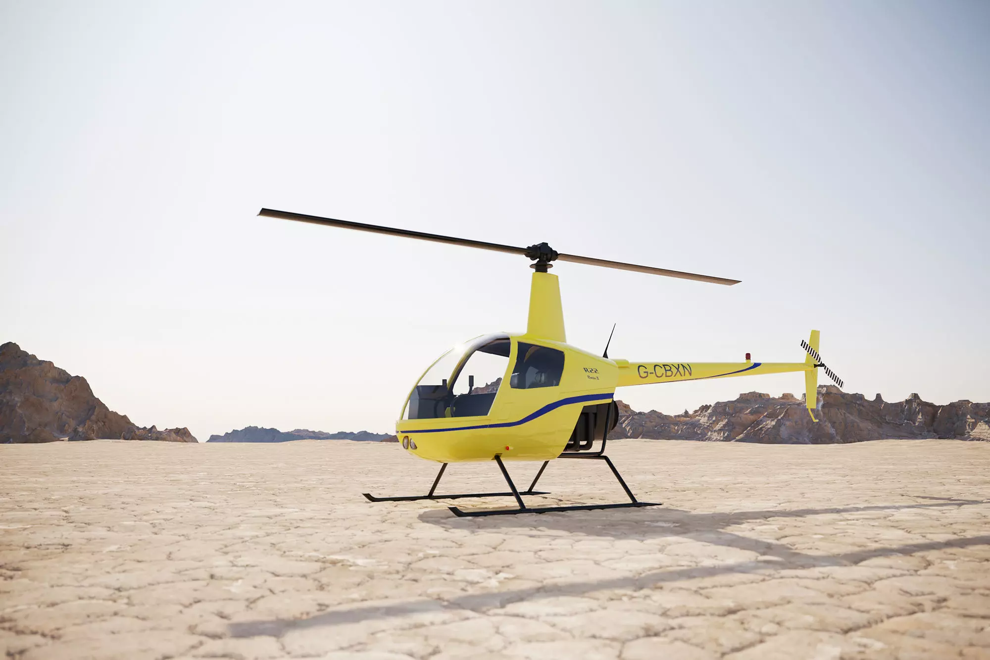 Small yellow passenger helicopter 3D model