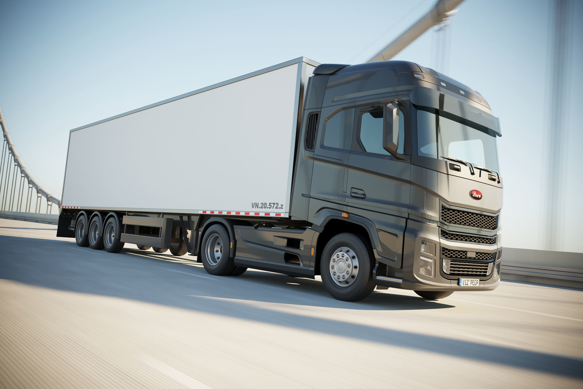 Semi truck with white trailer