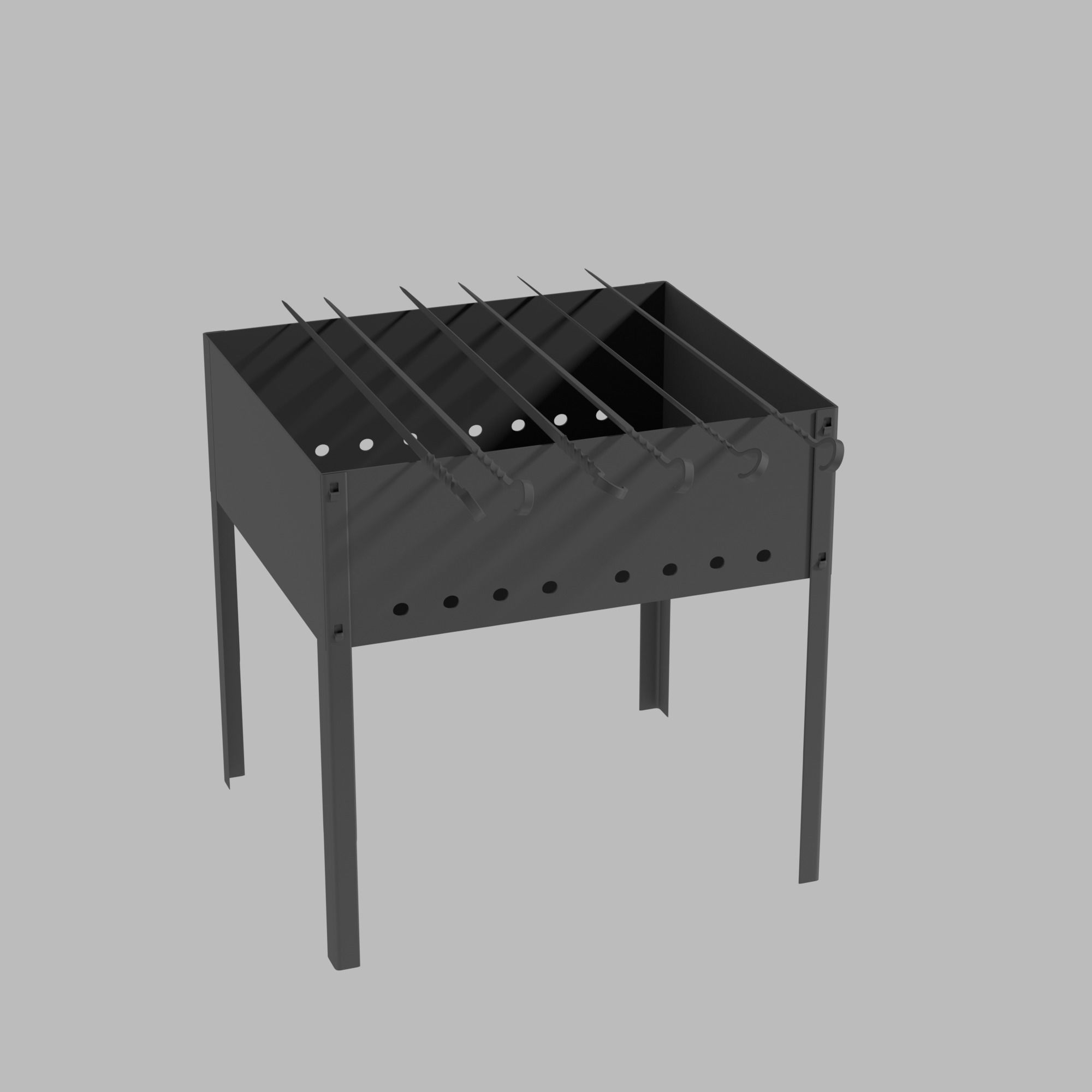 Brazier and skewers 3D model_0
