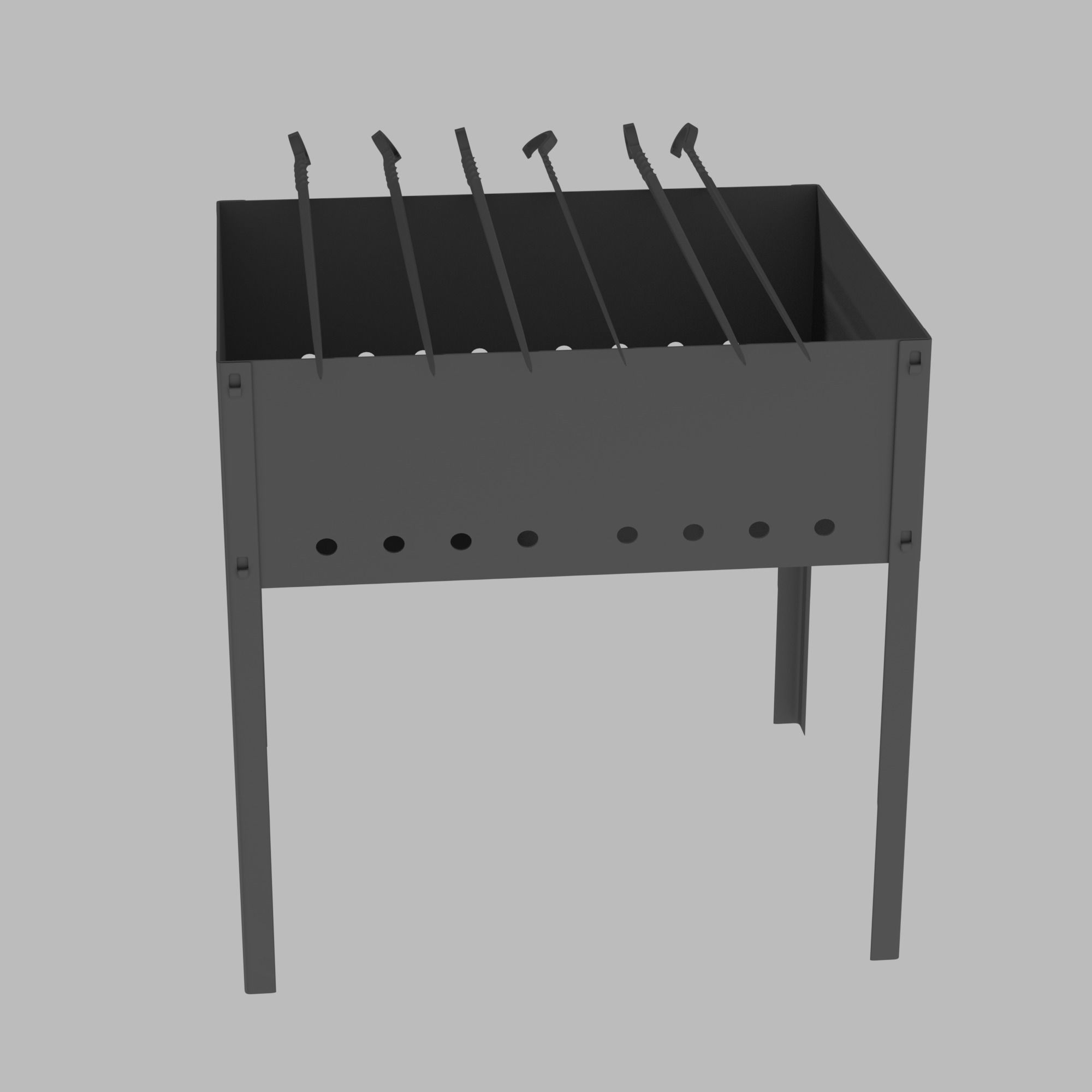 Brazier and skewers 3D model_2