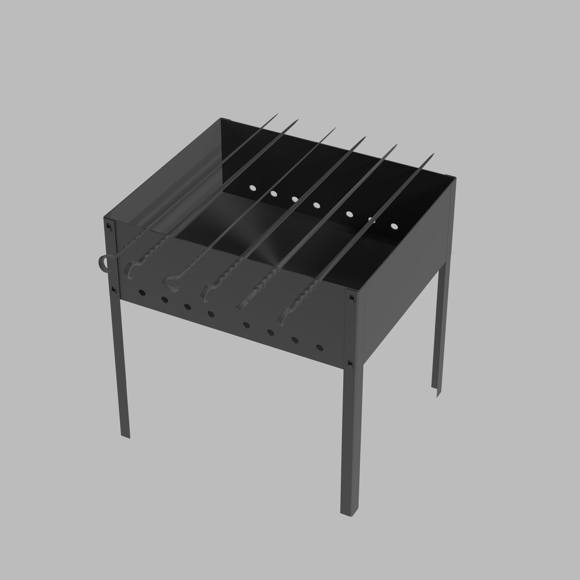 Brazier and skewers 3D model_1