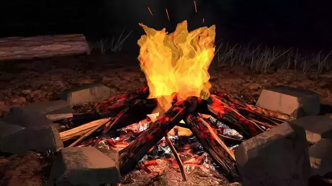 Bonfire animated 3D model