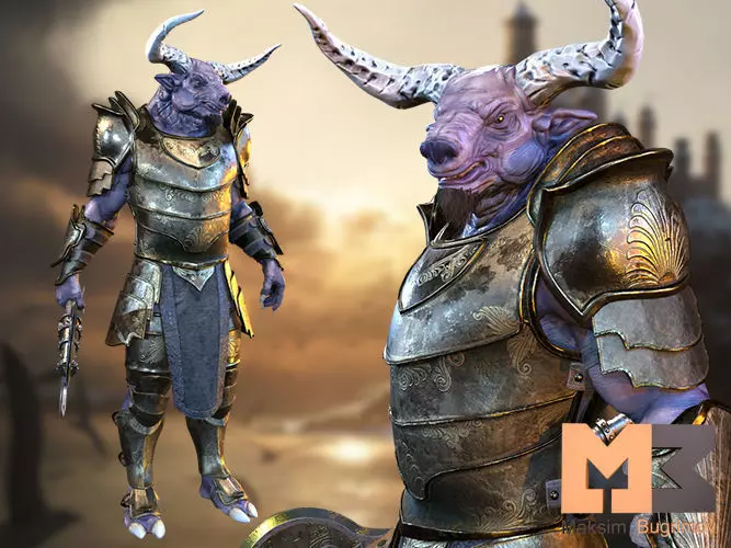 Bull Warrior Low-poly 3D model_0