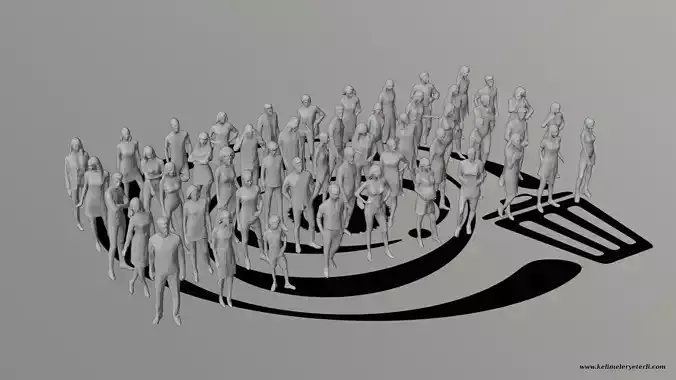 Low Poly People Pack 011 - 50 Pieces R Low-poly 3D model