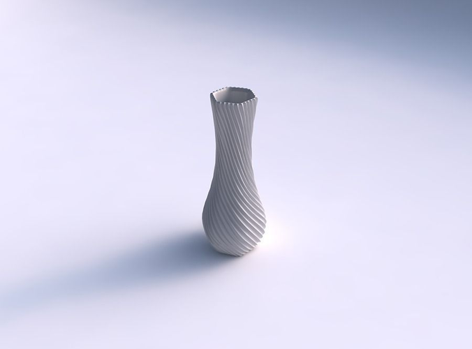 Vase larger opening hexagon with bent extruded lines 2