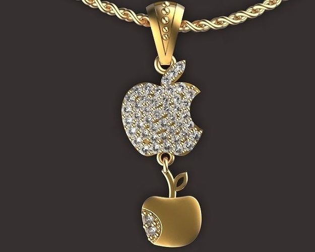 apple pendant Silver Gold  Print 3D print model