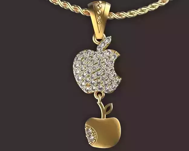 apple pendant Silver Gold  Print