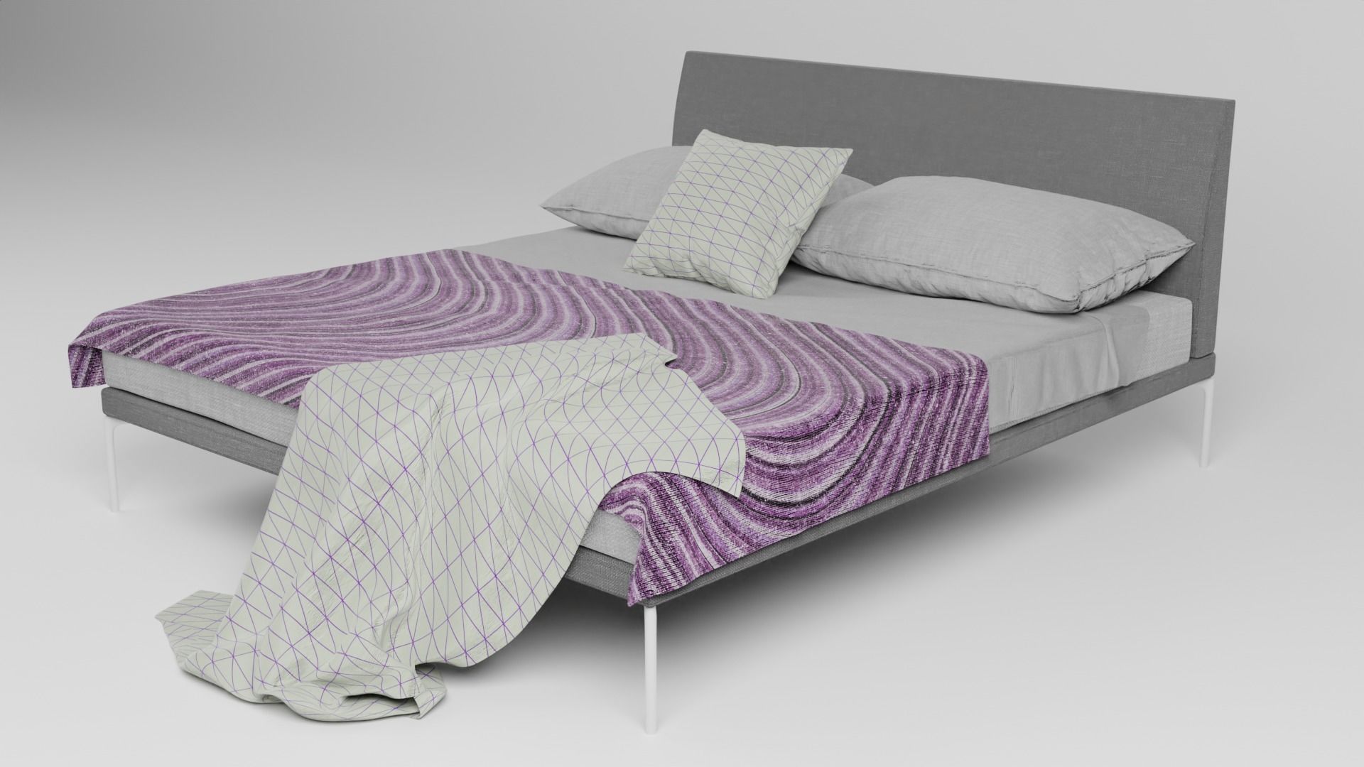 Bed 3D MODEL with blanket 3D model_1