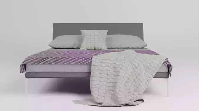 Bed 3D MODEL with blanket
