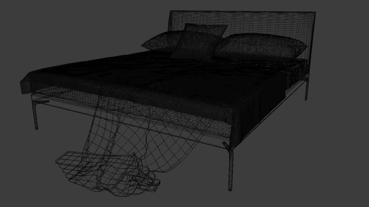 Bed 3D MODEL with blanket 3D model_2