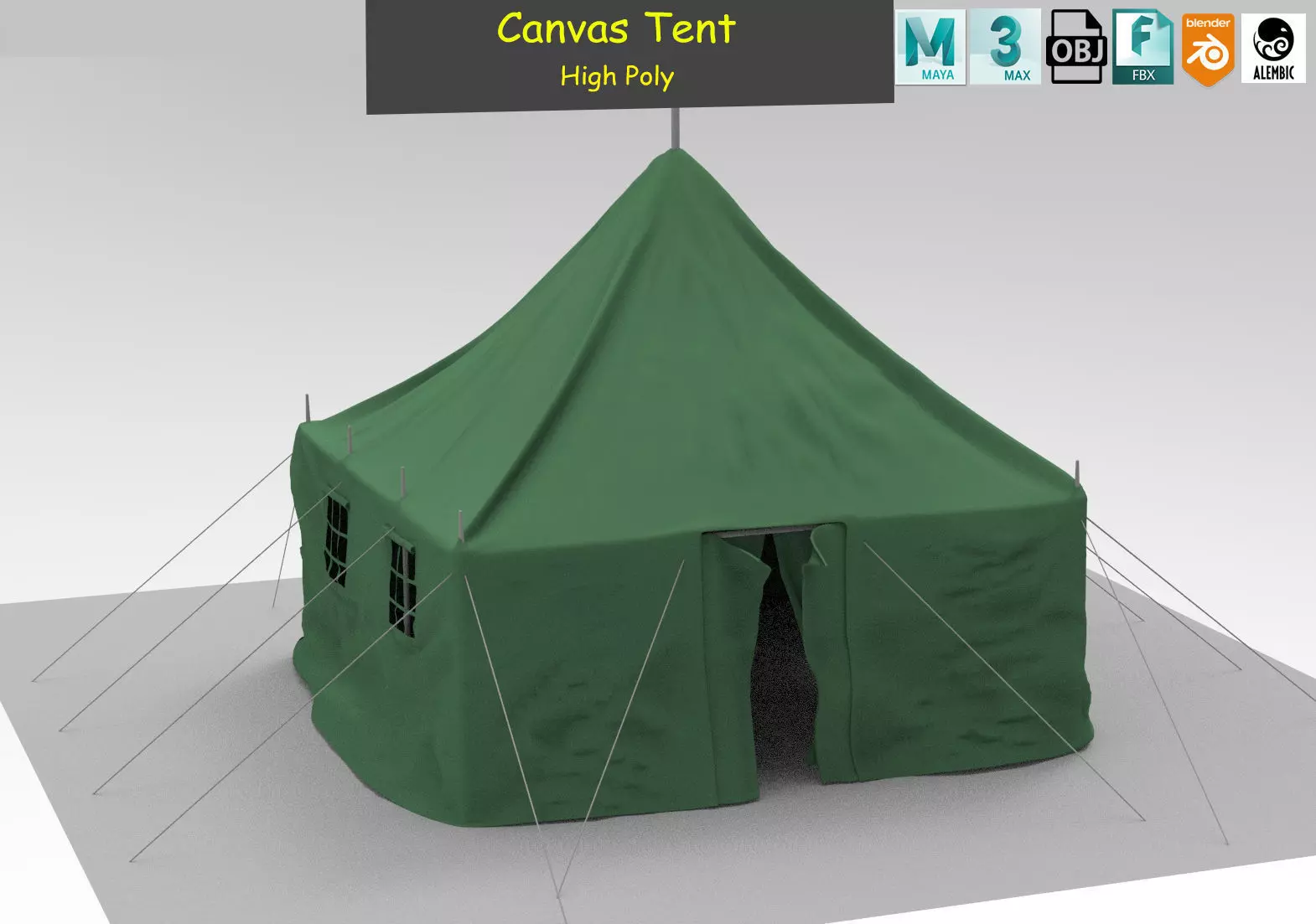 Canvas tent 3D model_0
