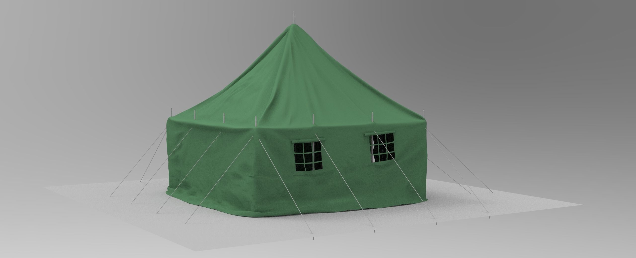 Canvas tent 3D model_4