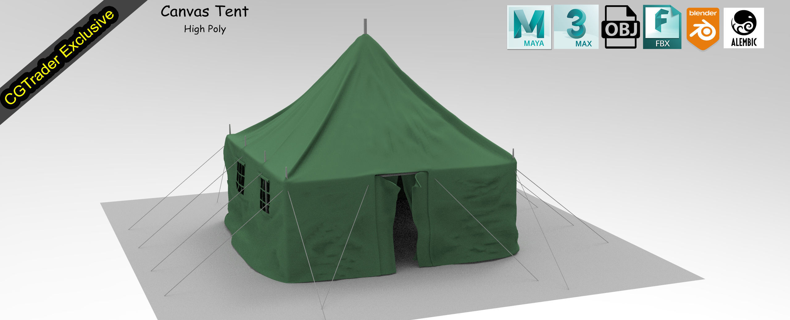 Canvas tent 3D model_1