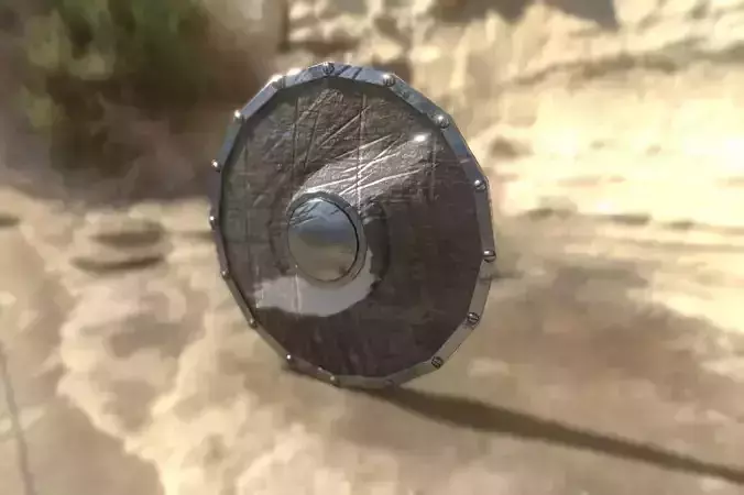 Shield wooden in desert