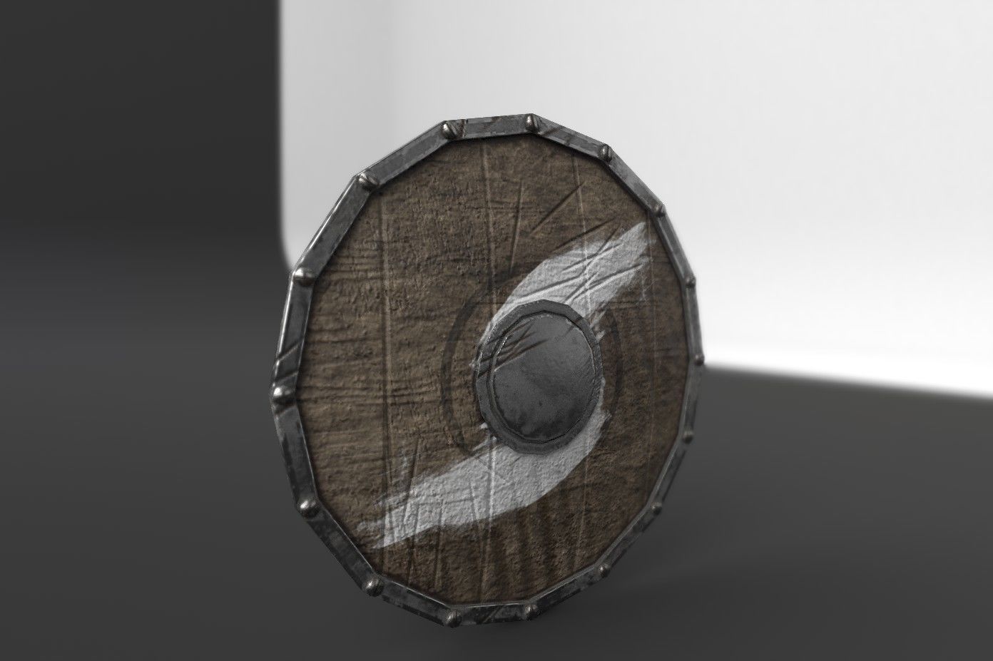 Shield wooden in desert Low-poly 3D model_3