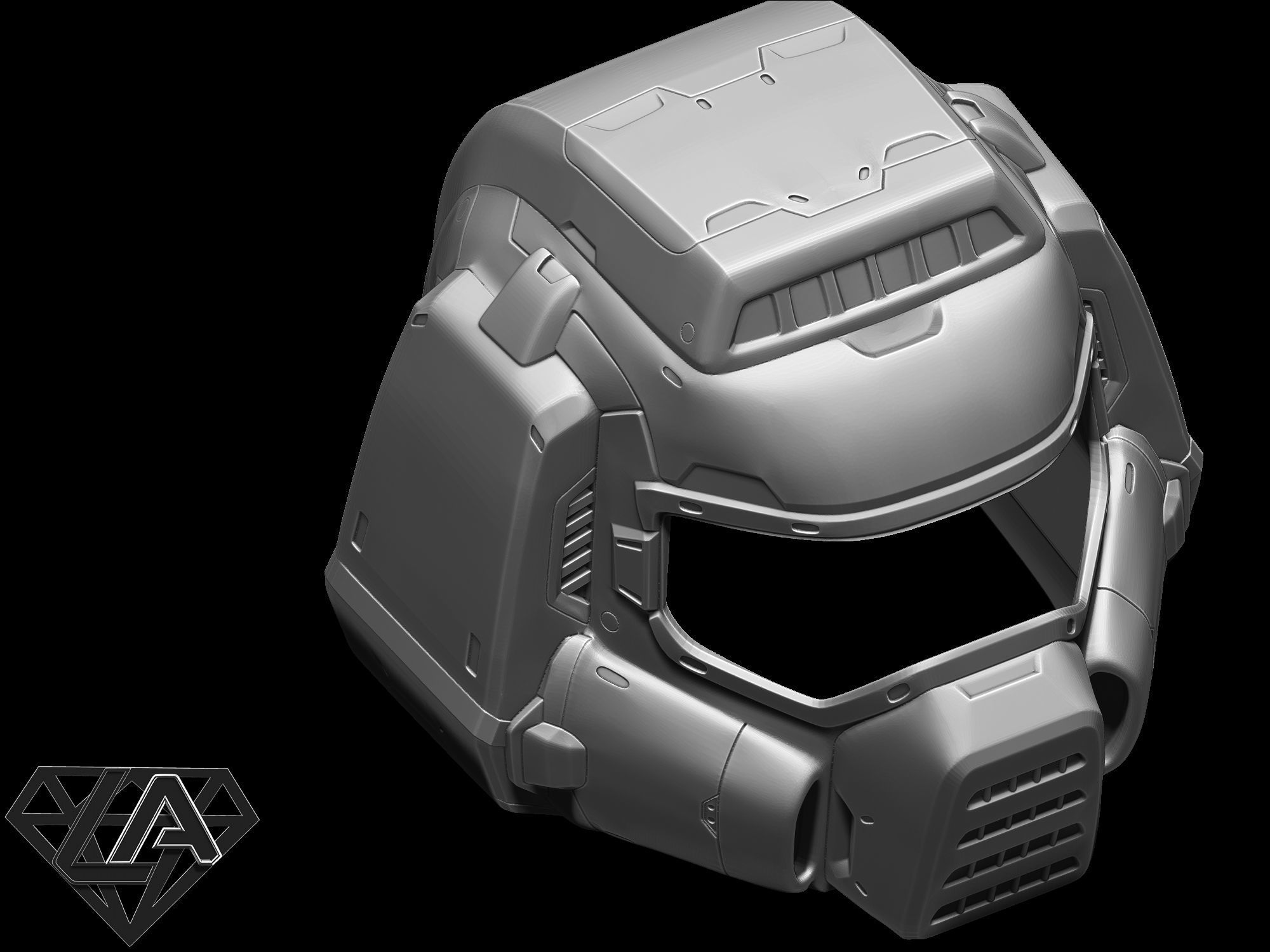 Doomguy classic helmet 3D print model_6
