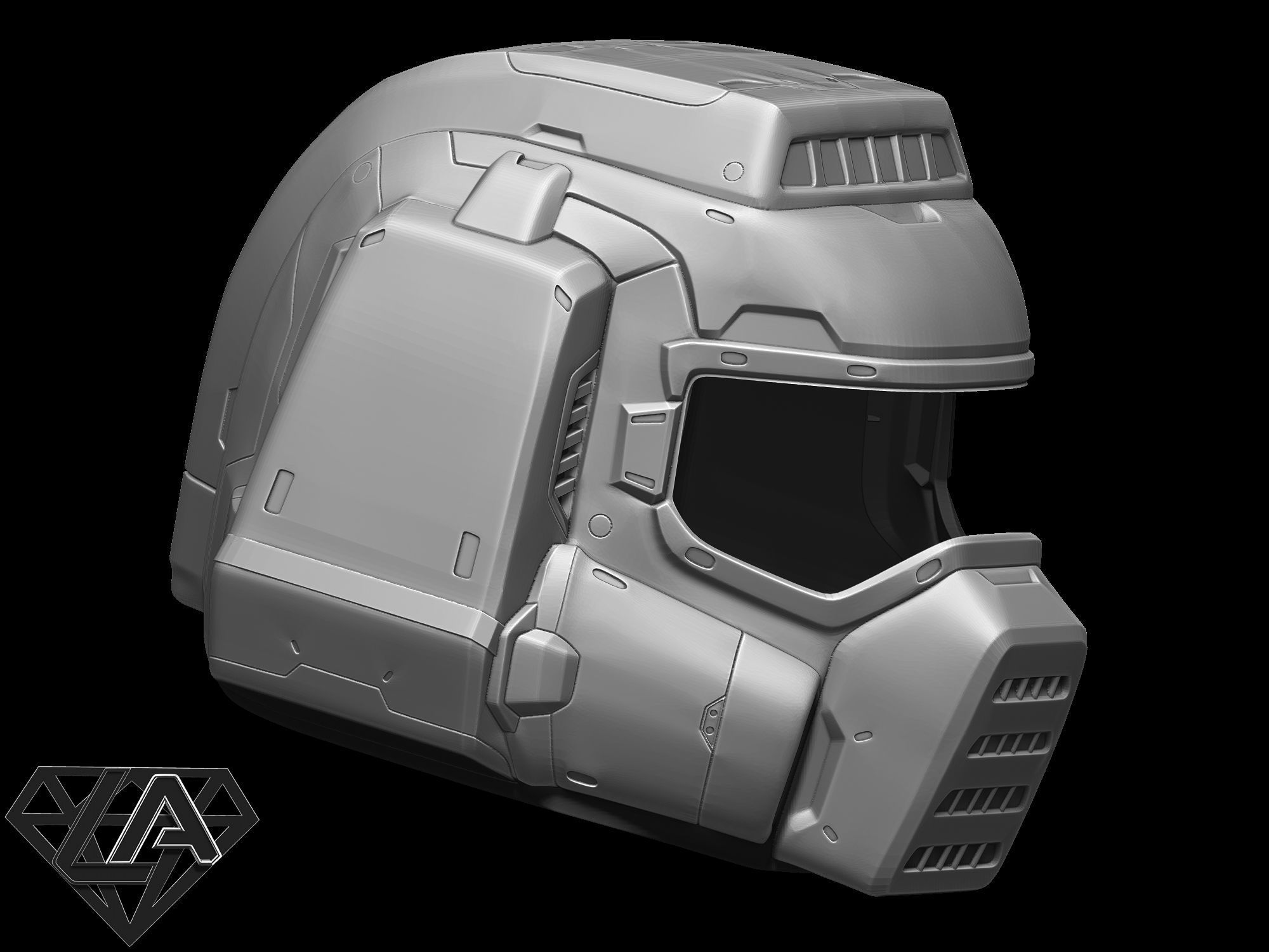 Doomguy classic helmet 3D print model_4