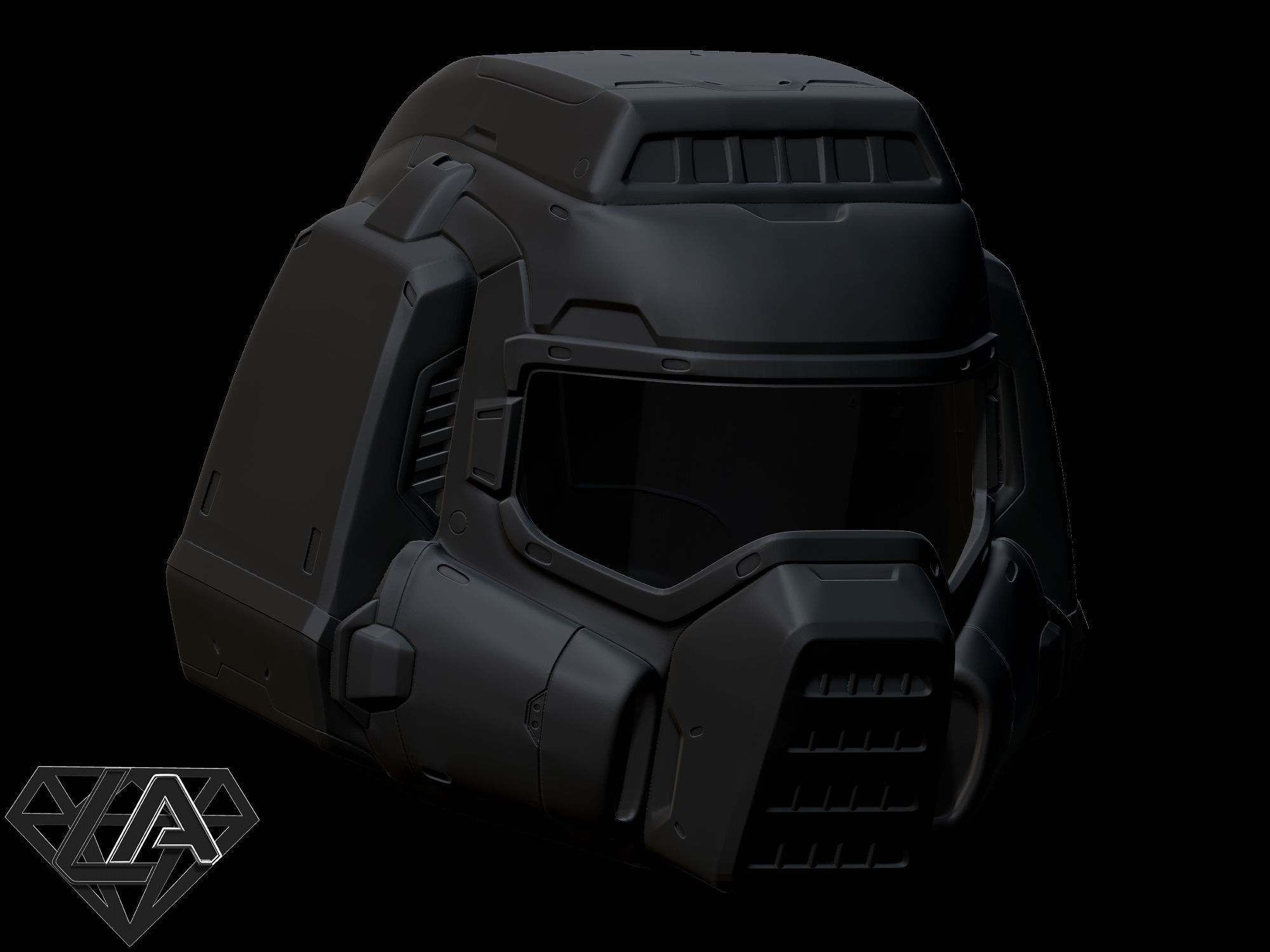 Doomguy classic helmet 3D print model_3