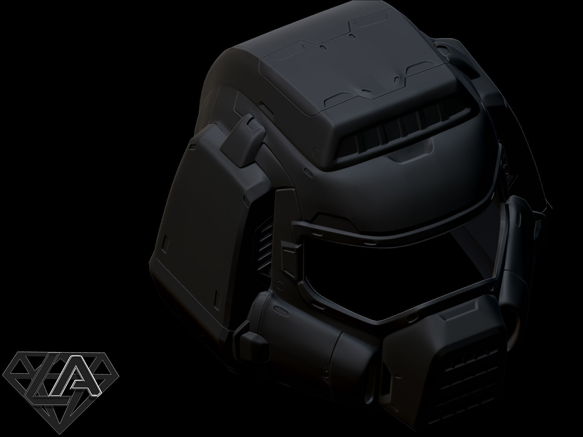 Doomguy classic helmet 3D print model_7