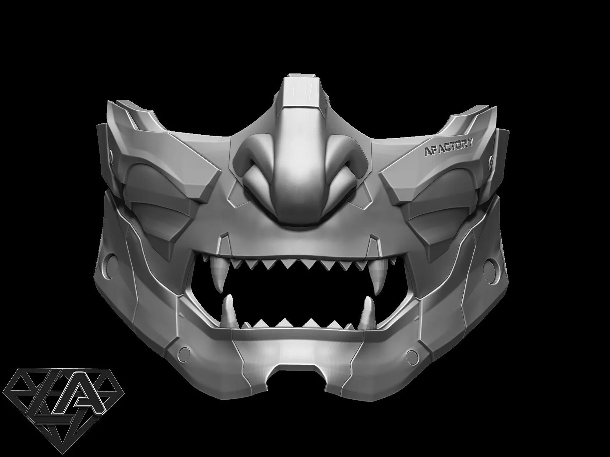 Demon CyberONI half mask 3D print model_0