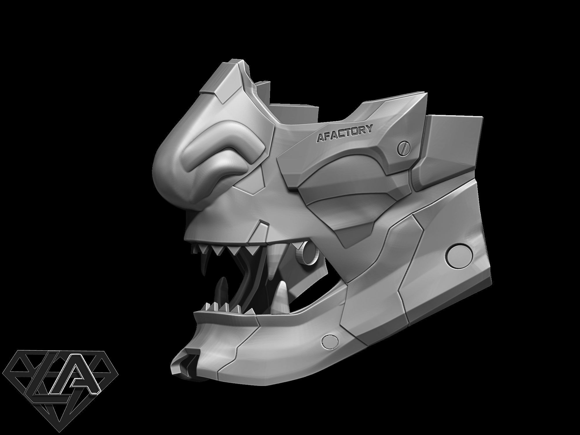 Demon CyberONI half mask 3D print model_4